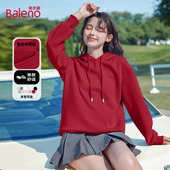 班尼路红色连帽卫衣女2025秋冬季 上衣女Q 时尚 新款 通勤休闲韩版