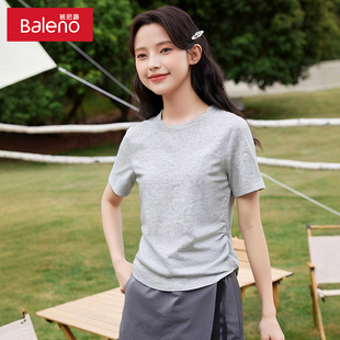 t恤女正肩2025新款 修身 班尼路灰色短袖 夏季 感上衣女Q 学生短款 时尚