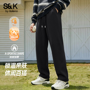 运动裤 班尼路S&K加厚卫裤 加绒宽松百搭直筒针织休闲裤 秋冬季 男士
