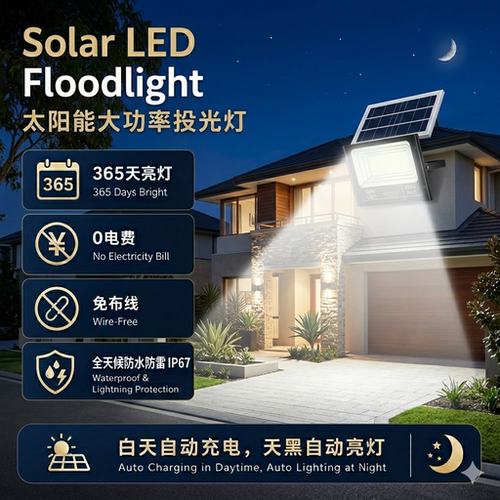 智能太阳能投光灯户外超亮