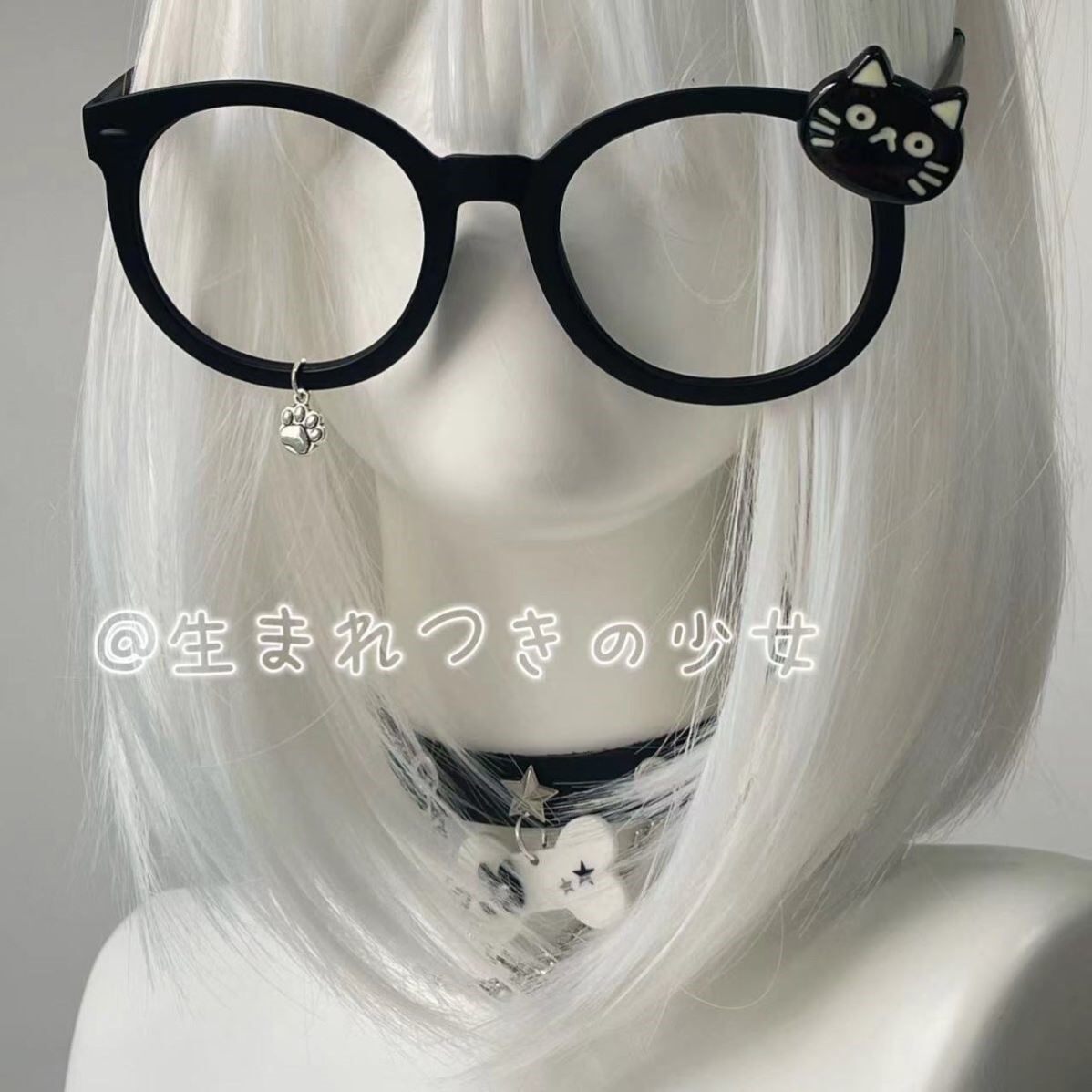 日系可爱甜水色粉色猫咪猫爪眼镜框显脸小亚文化萌拍照cos二次元