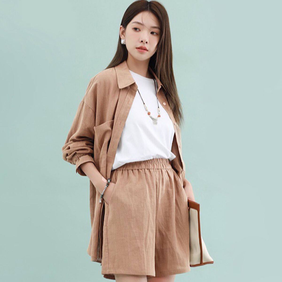 女士棉麻防晒衬衫2024夏季薄米璐公主长袖高端天丝苎麻外套24726