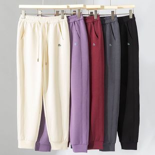 束脚外穿直筒长裤 樱花轻奢女卫裤 新款 2025春季 子 25105休闲运动裤