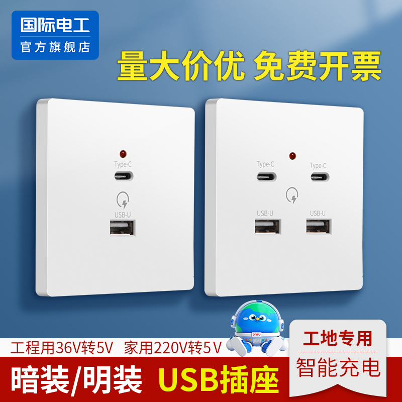 220V转5伏工地USB插座面板