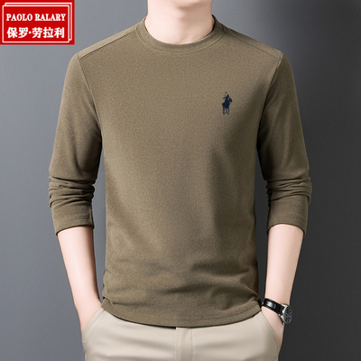 paolo保罗秋冬季半高领德绒打底衫男士保暖长袖T恤休闲内搭上衣服