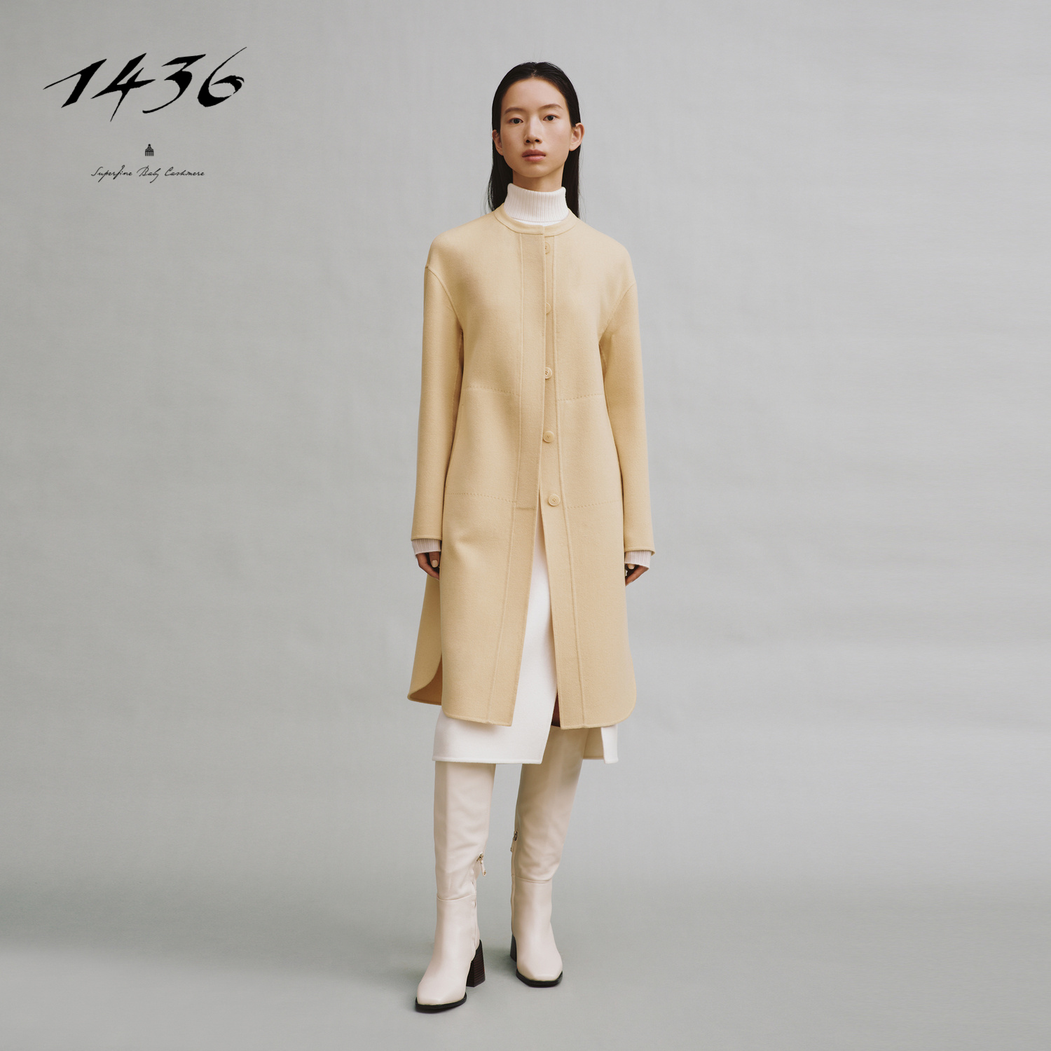 1436 小山羊绒女士大衣毛呢外套