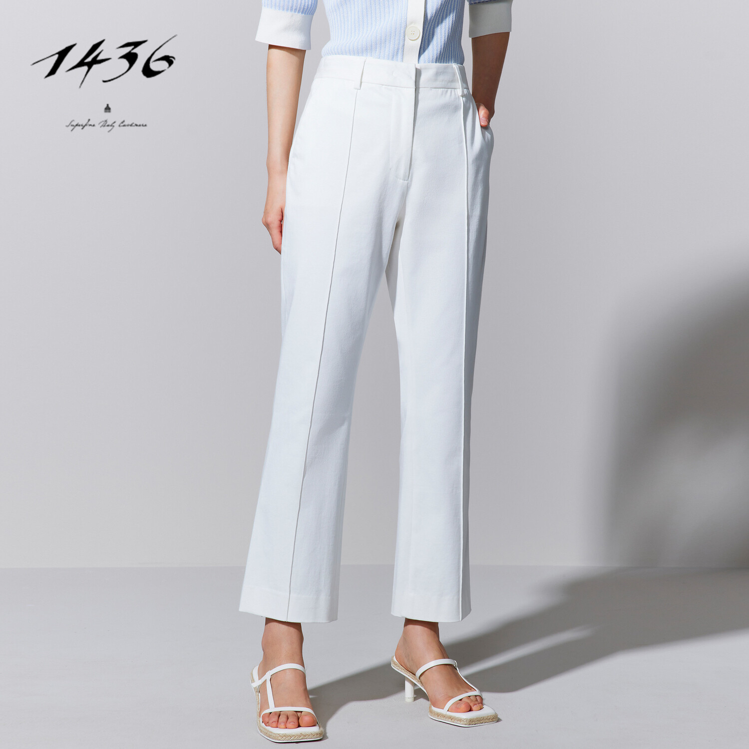 1436女士直筒微喇裤子