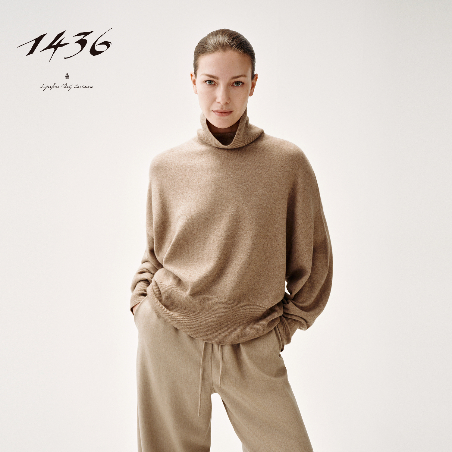 1436无染藏墨系列2025年秋冬新品樽领宽松蝙蝠袖女士羊绒衫套衫