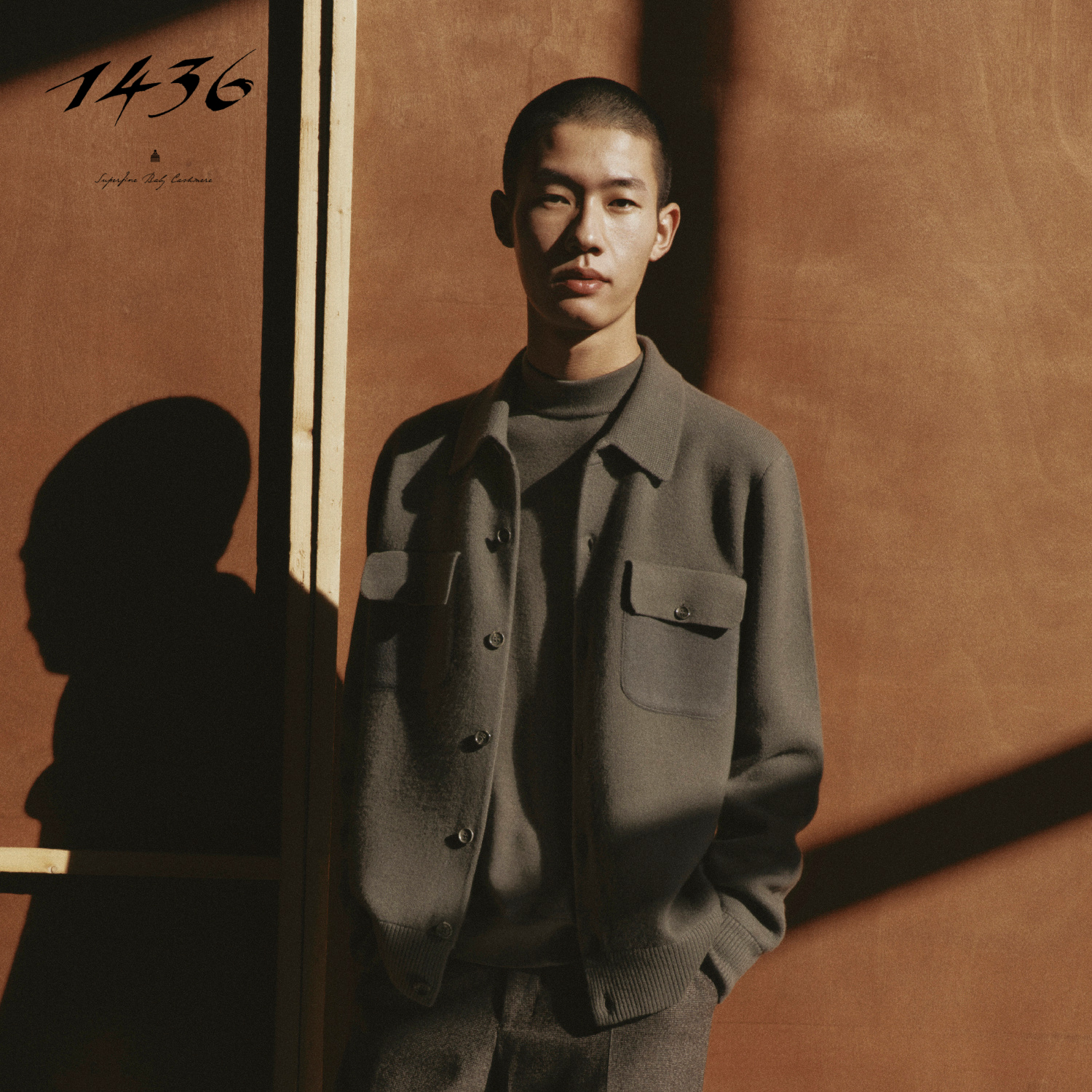 1436小山羊绒Business系列小翻领双提男开衫