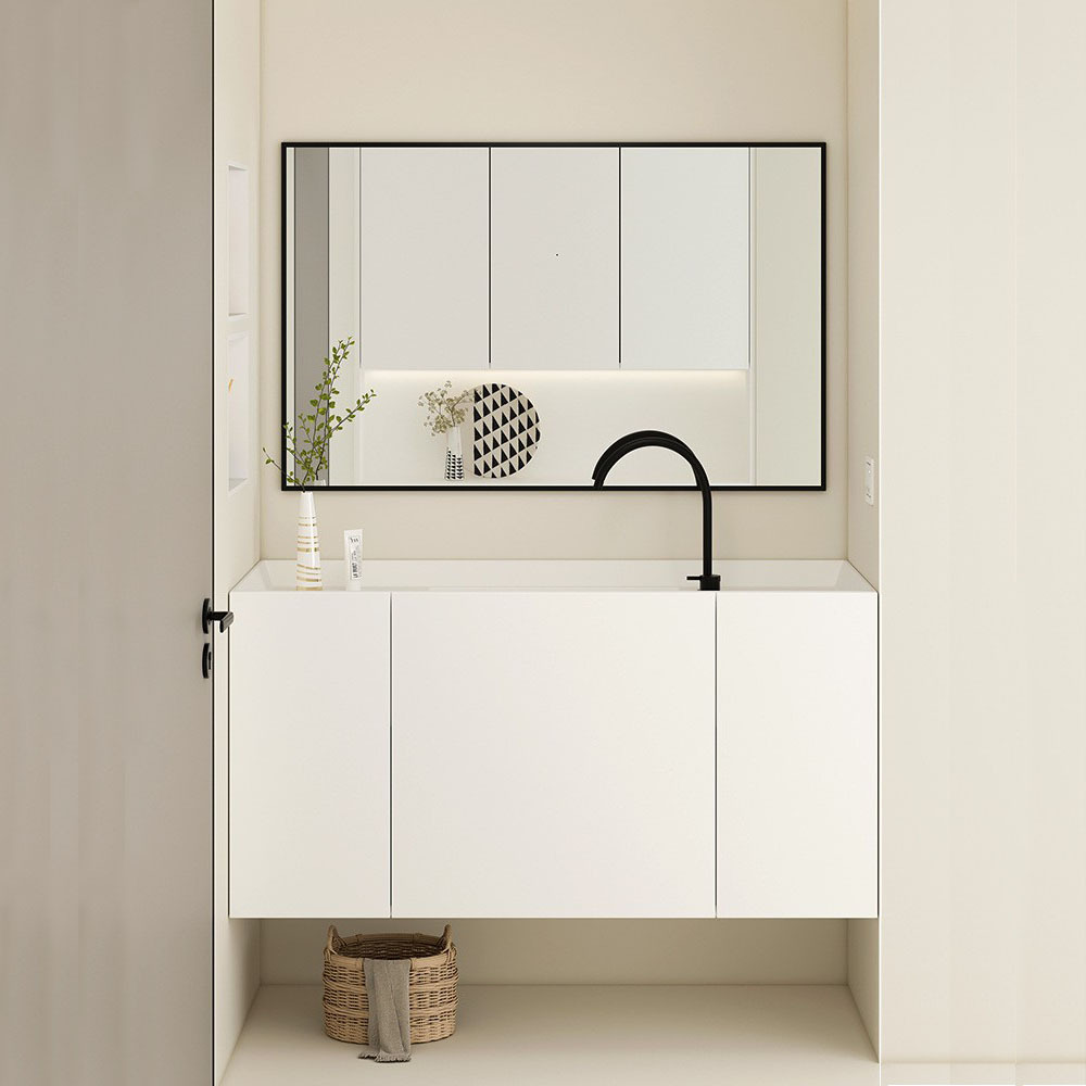 杜邦可丽耐一体盆浴室柜组合橡木烤漆智能脸盆洗漱台人造石洗脸盆