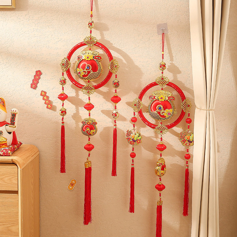 2026新年挂件马年春节装饰挂饰福袋挂串绒布财神串