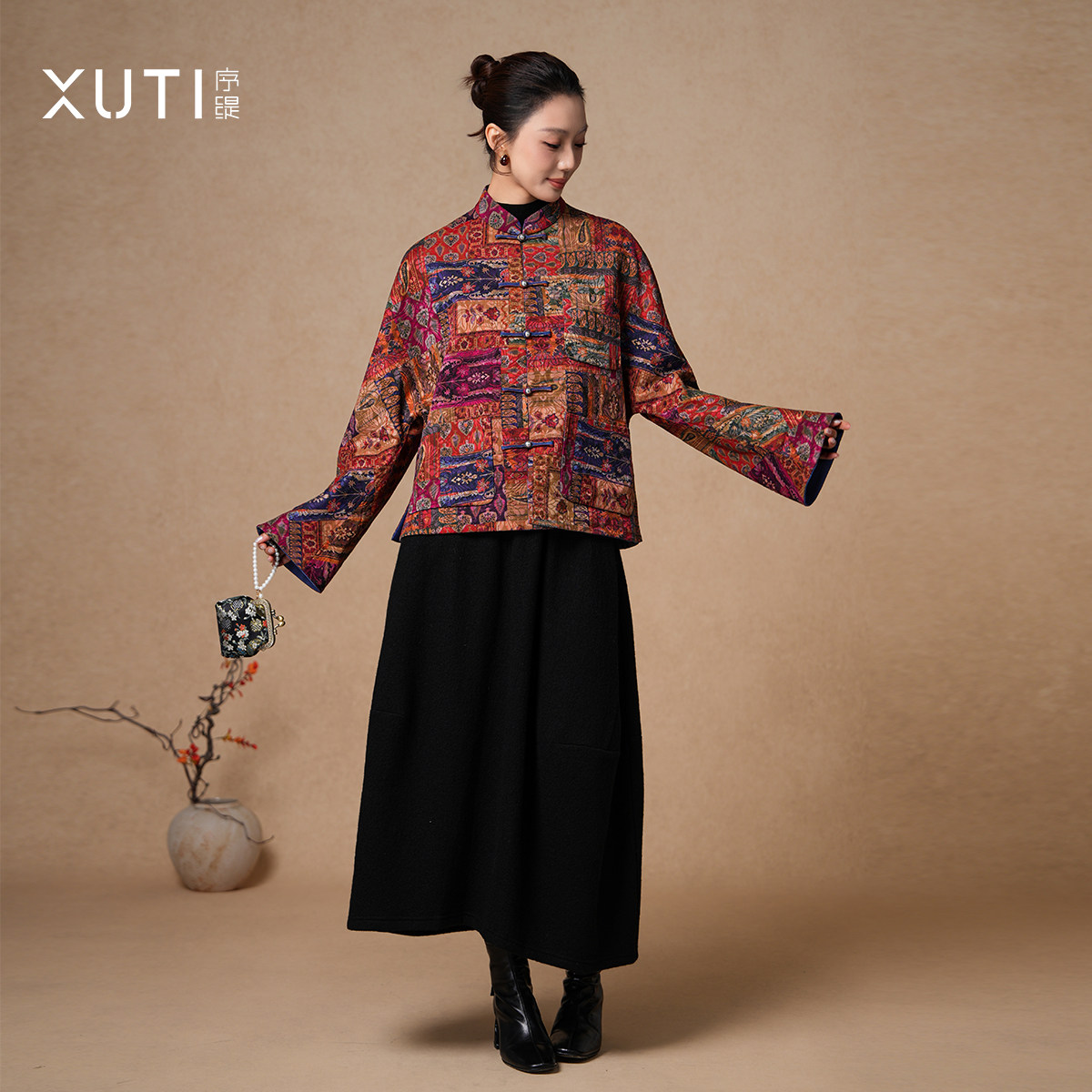 序缇质造『瑶华花事』新中式立领盘扣外套上衣女秋季XFW23-31588L