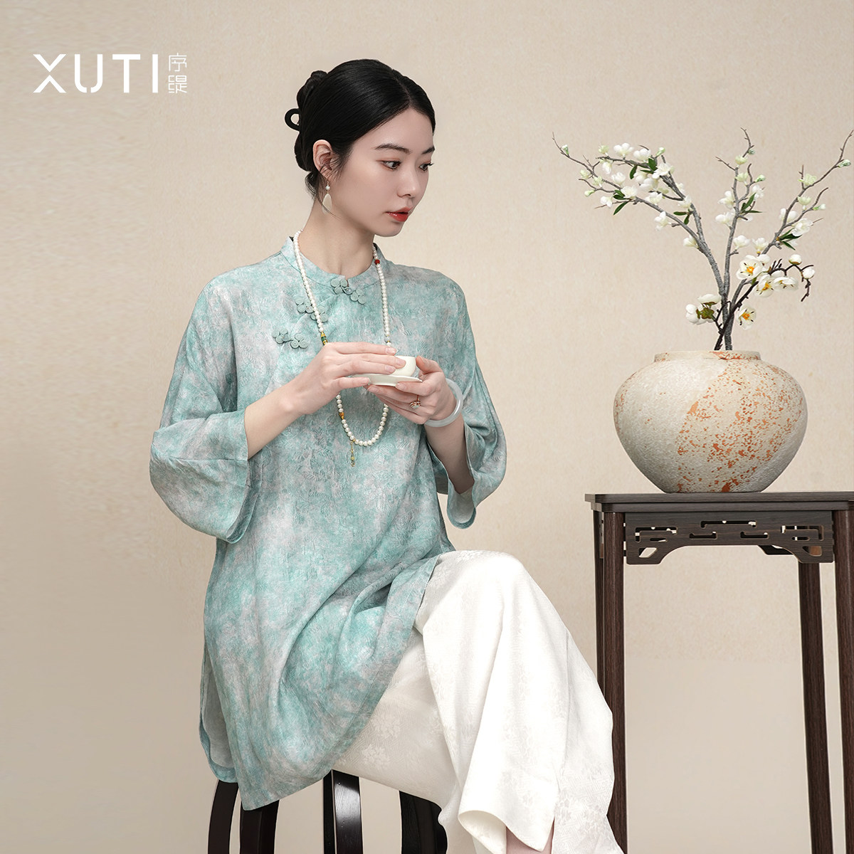 序缇质造『南屏晚钟』100%桑蚕丝新中式盘扣上衣女早春H116-27587,女装/女士精品,上衣,淘宝优惠券,粉丝福利购,淘宝优惠卷