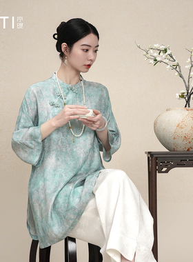 序缇质造『南屏晚钟』100%桑蚕丝新中式盘扣上衣女早春H116-27587