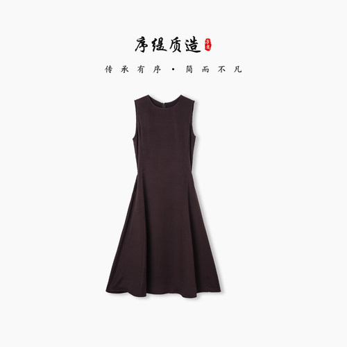 新中式桑蚕丝无袖连衣裙女
