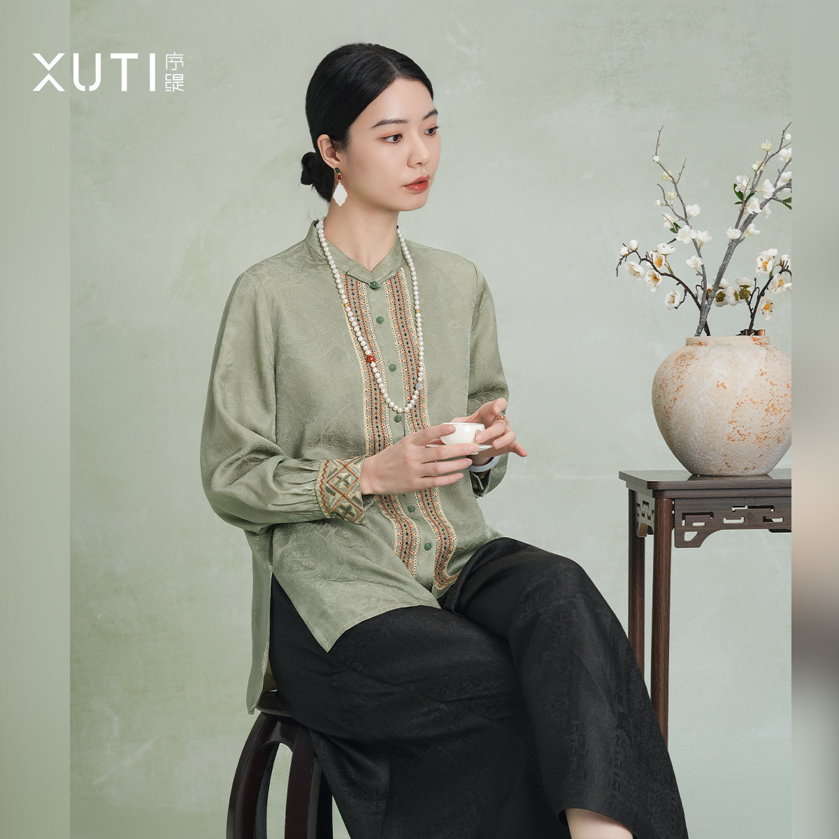 序缇质造『徽音』100%桑蚕丝国风新中式盘扣上衣女早春H116-27693,女装/女士精品,上衣,淘宝优惠券,粉丝福利购,淘宝优惠卷