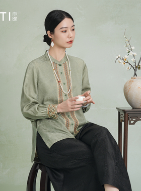 序缇质造100%桑蚕丝 国风新中式盘扣上衣女早春新款H116-27693