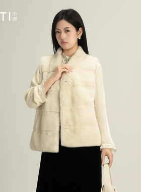 序缇质造100%水貂毛 高级感马甲外套女冬季新款保暖上衣H80-25815