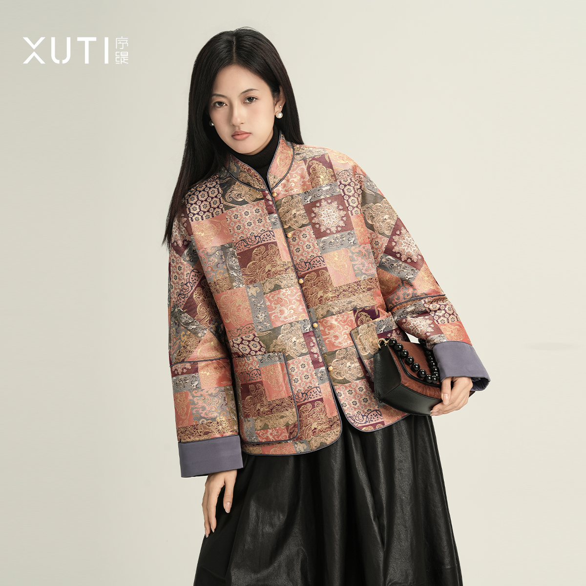 桑蚕丝羊毛国风新中式棉衣外套