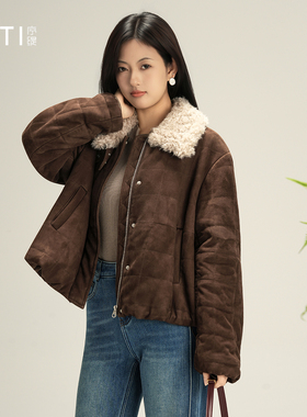 序缇质造 羊皮革翻领外套女2025冬季新款保暖高级上衣H270-26692