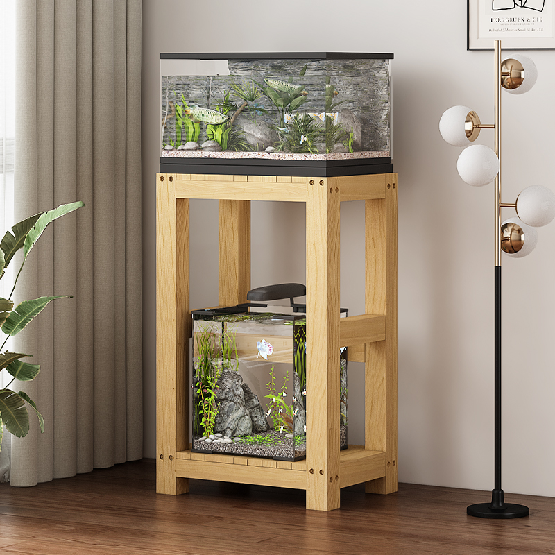 鱼缸架子实木底柜底座水族箱龟缸架桌子木质置物架双多层中小型架