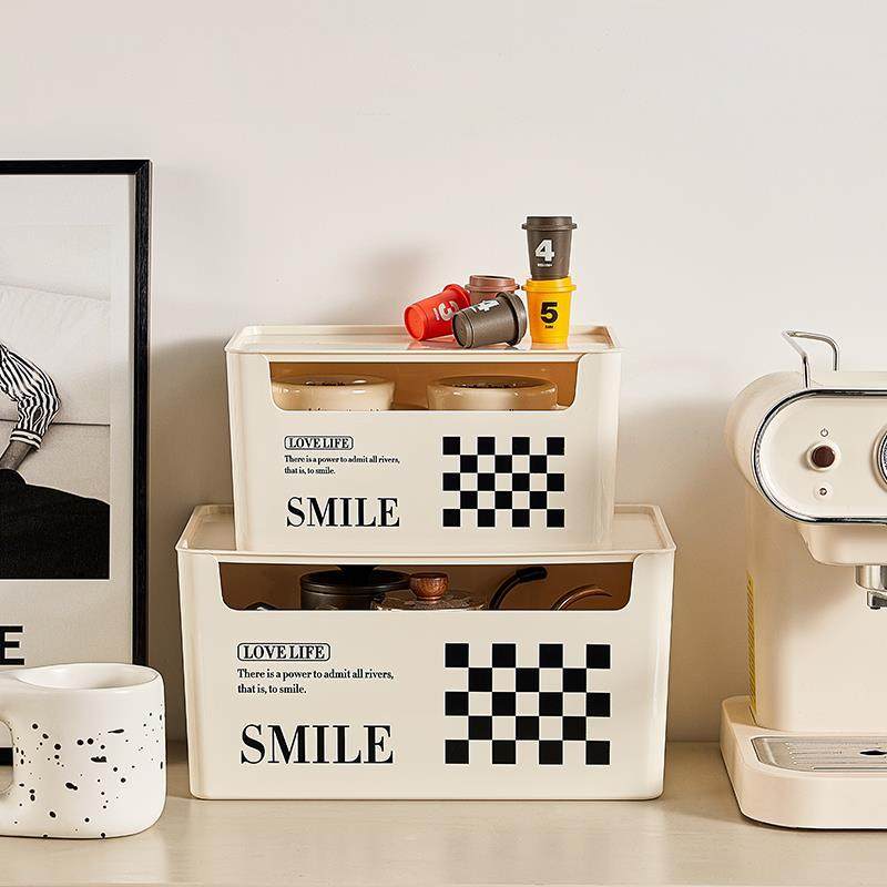 桌面收纳盒数据线整理化妆品储物盒家用收纳筐长方形塑料放插线板