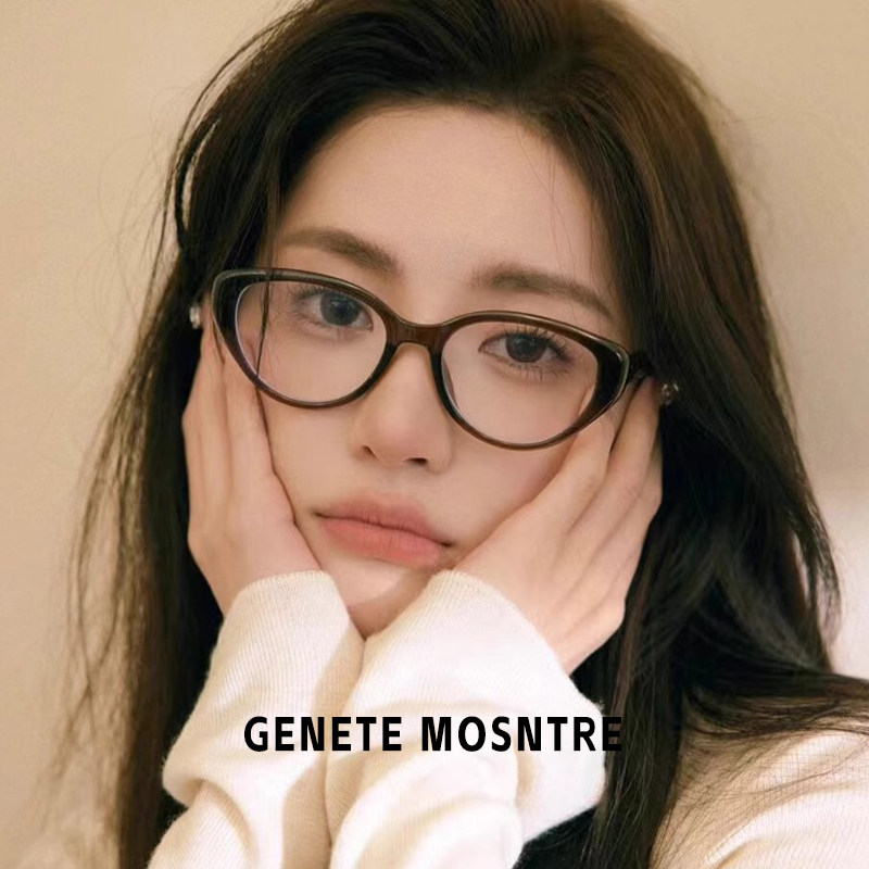 白鹿同款猫眼近视眼镜框女防蓝光