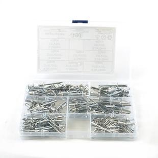 190PCS 铝制铝合金开口型扁圆头抽芯铆钉拉钉M.2M4.8盒装 套装