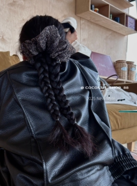 Coconut 豹纹控～朦胧纱感韩系大肠发圈甜妹辣妹马尾丸子头头饰