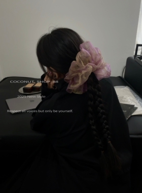 COCONUT 韩国ins风流光胭脂粉网纱发圈仙气晕染丸子头发绳头饰