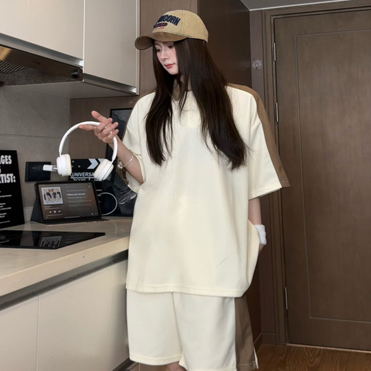 XZ413-HT28-P70-2025夏季新款华夫格透气轻薄配色休闲时尚套装