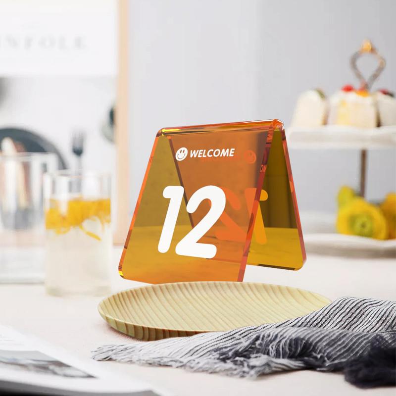 亚克力桌牌台卡号码定制创意二维码展示双面标识牌扫码点单提示牌