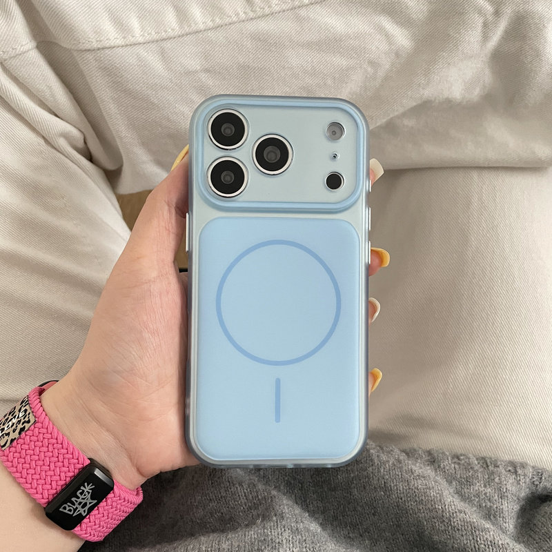 浅蓝流光磁吸(软边硬背)适用苹果iphone18promax手机壳17/16/15