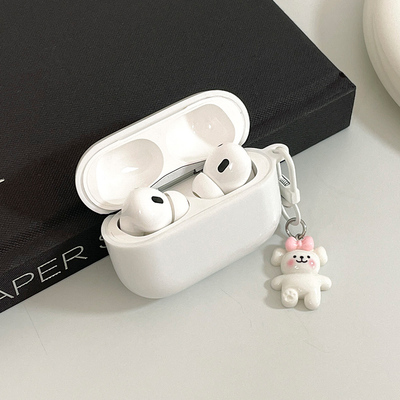 ins风果冻白/粉蝴蝶结适用苹果AIRPODSPRO2二代蓝牙3代IPHONE无线耳机壳第二第三代保护套三代耳机盒创意软壳