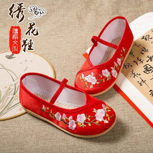 儿童汉服鞋女童舞蹈鞋老北京布鞋