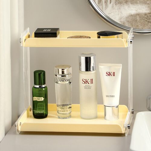 in轻奢双层浴室杂物收纳架洗手台桌面置物架亚克力化妆品首饰托盘