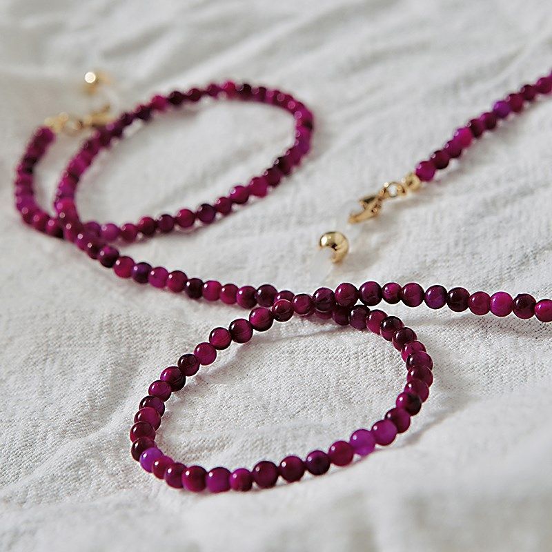 新款虎眼石眼镜链条挂脖眼睛绳子防滑掉带复古风潮时尚男女配饰