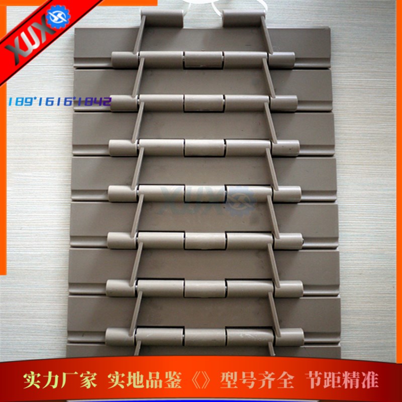821双铰直行防滑链带橡胶条塑料链板输送机平S顶平板传动带齿轮