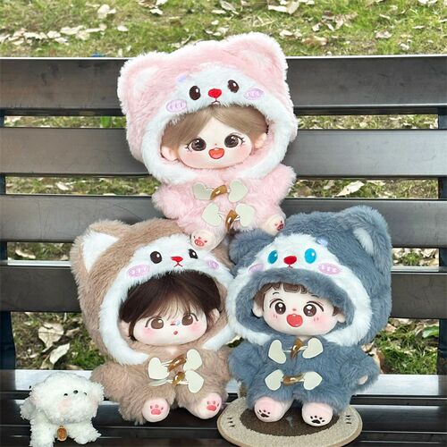 新品娃衣20cm厘米棉花娃娃猫咪毛绒大衣冬季连帽棉衣可爱公仔衣服