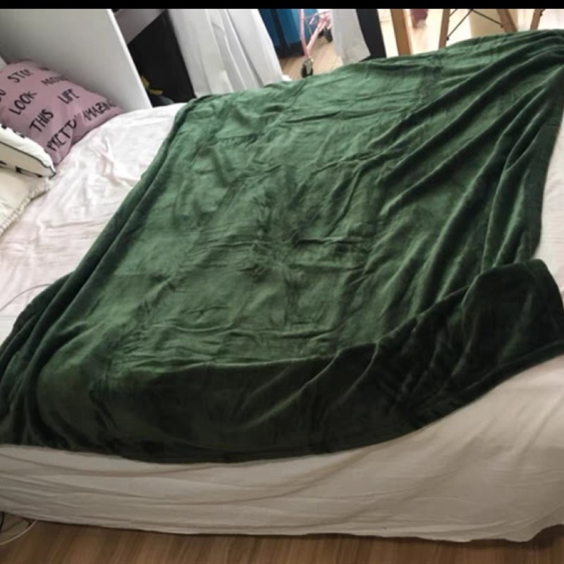 夏季空调c毯军绿色男生宿舍盖毯冬季床单毛绒保暖