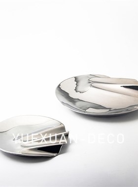 粤萱简约现代 陶k瓷托盘果盘摆件 售楼处样板间酒店展厅家庭软装