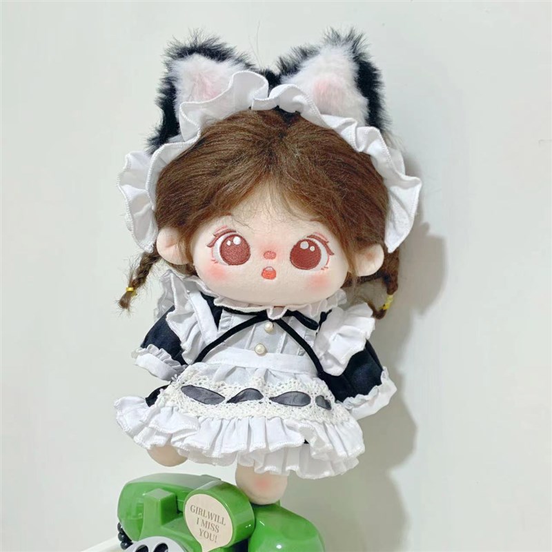 娃衣10cm/20cm棉花娃娃黑白色猫耳女J仆套装玩偶可爱公仔换装衣服