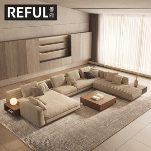 意式轻奢布艺沙发u型现代简约别墅大平层客厅转角极简罗杰沙发