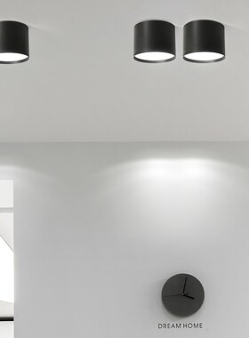 明装筒灯led天花灯免开孔小吸顶式阳台玄关过道吊线X店铺商用黑色