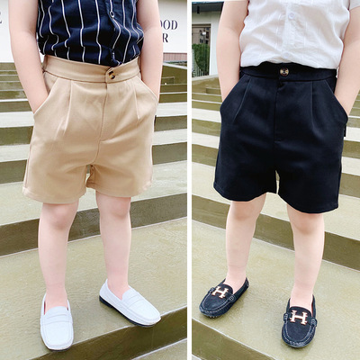 儿童白色短裤夏季男童卡t其中裤黑色五分裤女童中小童学生校服西