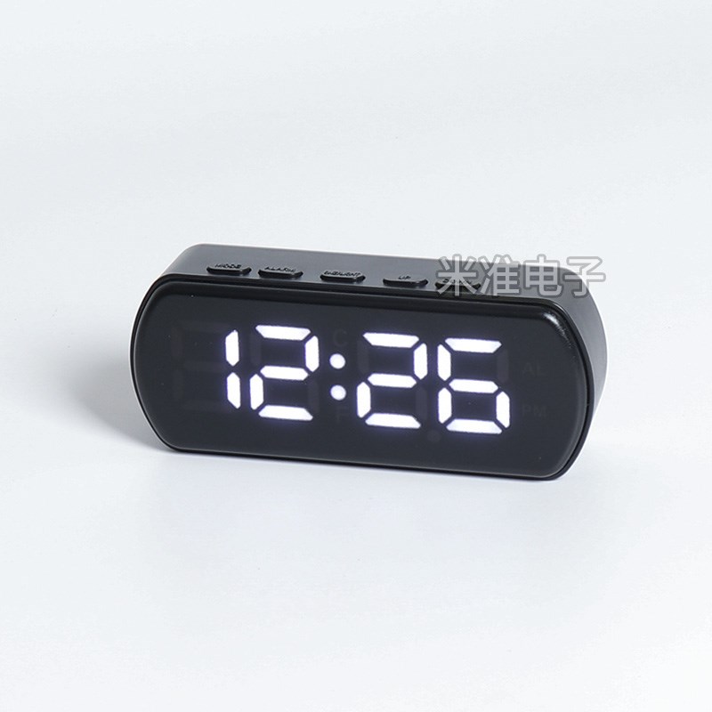 新品黑屏LEfD数字时钟多功能夜光电子钟桌面2023台式电子闹钟小号