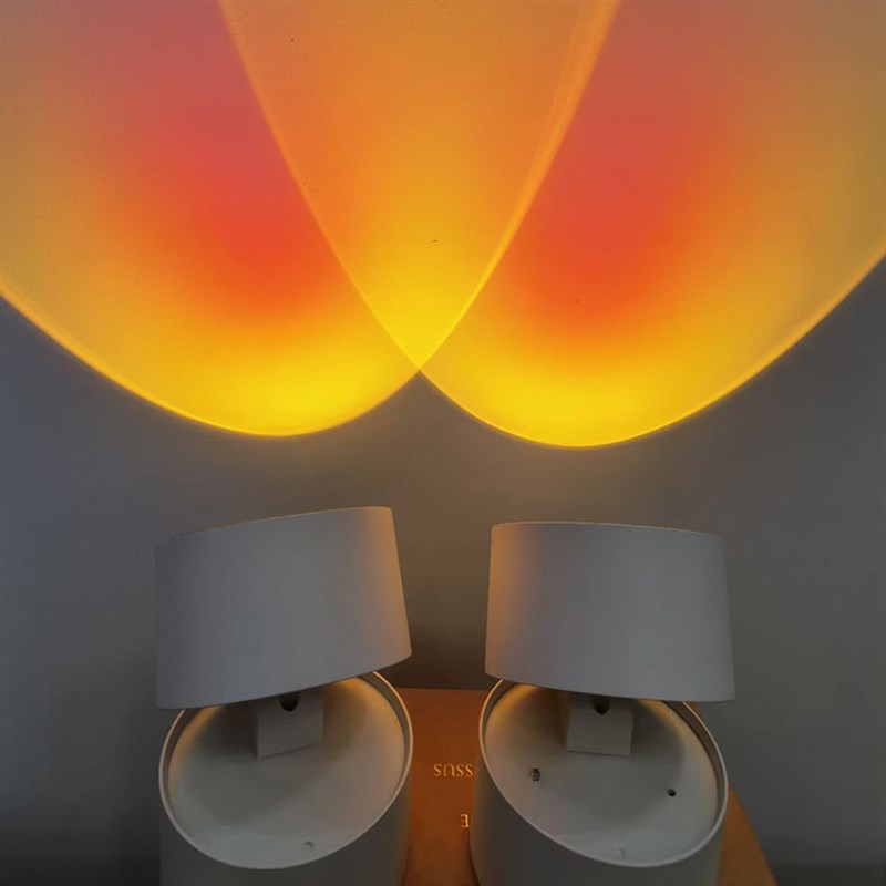 网红落阳灯背景墙装n饰灯led夕阳灯吸顶壁画射灯日落拍照投影美景