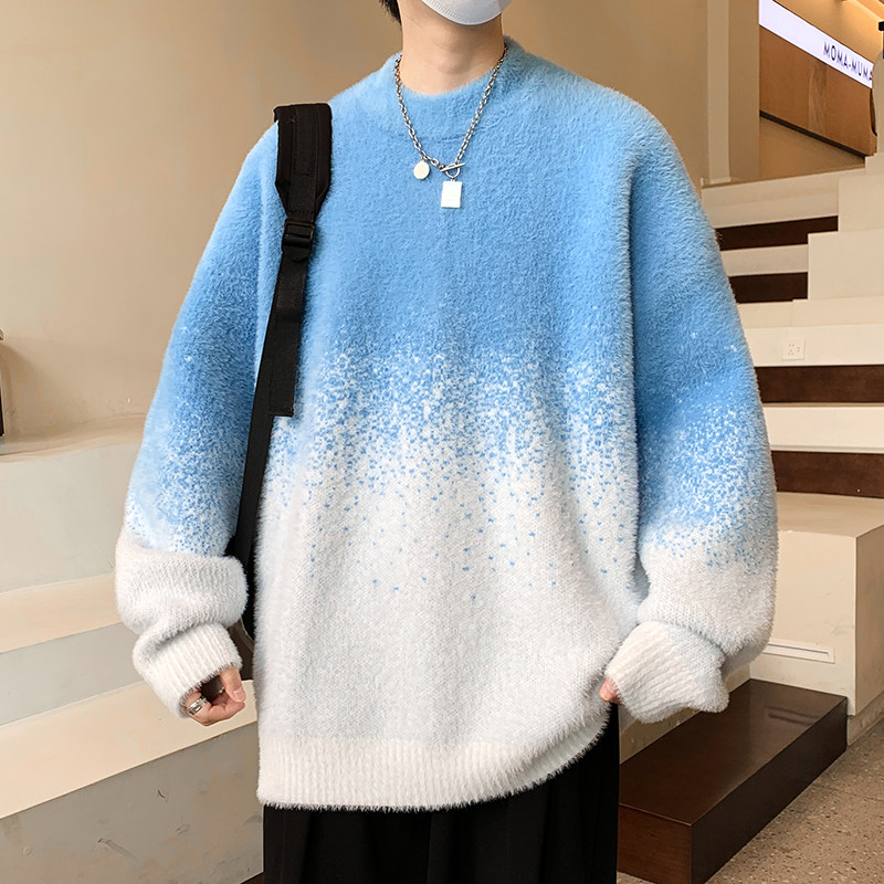 毛衣男秋冬新款青少年套头保暖毛针织衫/毛衣