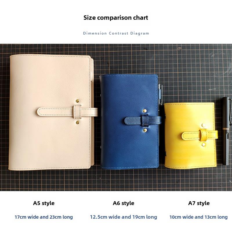 仓墨皮革扣夹植物鞣牛皮记事本第一层牛皮手帐真皮日记A5A6A7本