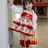 妮拉兔 奶油草莓 原创Lolita公主裙女童春秋生日裙拜年服周岁裙